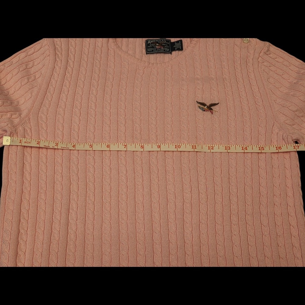 American Living Womens Sz Large Cable Knit Sweater Light Pink 100% Cotton - Picture 5 of 7